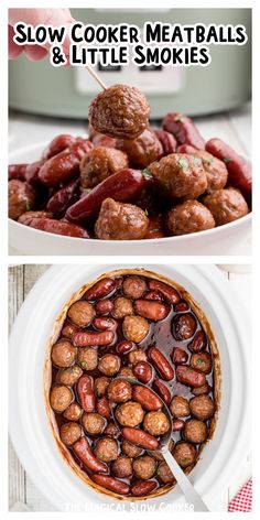 slow cooker meatballs and little smokies are the perfect appetizer for any occasion