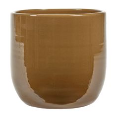 a close up of a brown cup on a white background