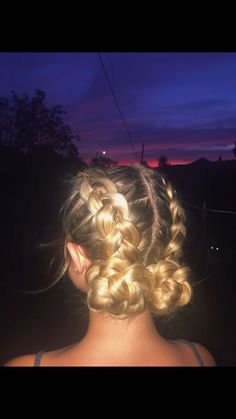 Braids To Buns Hairstyle, Dutch Buns Hairstyles, Hairstyles Two Small Braids, Hair Styles One Braid, French Braid Into Two Low Buns, Double Braids Into Low Buns, Cute Dutch Braid Ideas, 2 Simple Braids, Dutch Braid Into Bun Sports