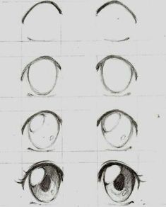 how to draw anime eyes step by step for beginners with pictures and text below