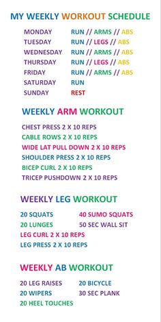 a poster with the words, my weekly workout schedule for each week and two days to go