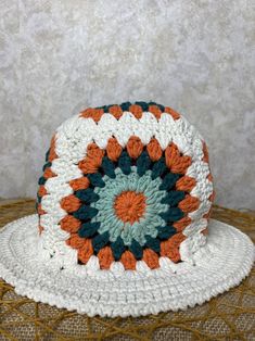 Granny Square Hats, Square Hats, Bohemian Hat, Granny Square Hat, Crochet Bucket Hats, Bohemian Hats, Vintage Style Hat, Bucket Hat Women, Woman Hair