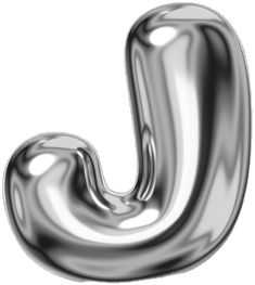 the letter j is made up of shiny silver metal and looks like it's floating