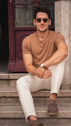 Mens Tan Outfit, Mens Clothing Styles Casual Outfits For Men Summer, Casual Summer Outfits Men Classy, Men’s Style Summer, Italian Mens Fashion Casual, Indian Men Fashion Casual Outfits, Mens Casual Outfits Summer Classy, Waterfall Wardrobe, Mens Spring Outfits