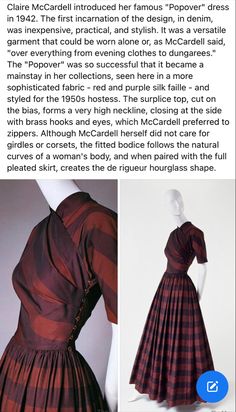 Claire Mccardell Popover Dress, Claire Mccardell Dress, Dress Upcycle Diy, Modern Edwardian Fashion, Seamstress Aesthetic, Austrian Fashion, Historical Clothing Patterns, 1950s Dress Patterns, Claire Mccardell