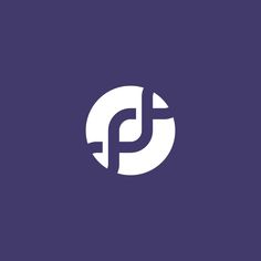 the letter p in a white circle on a purple background