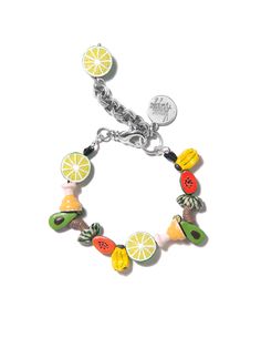 CUTIE FRUITY BRACELET – Venessa Arizaga Word Bracelets, Bracelets Pearl, Chains Accessories, Ceramic Beads Bracelet, Mask Chains, Dream Bracelet, Ceramic Fruit, Word Bracelet, Sunglass Chain