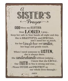 a sign that says sister's prayer