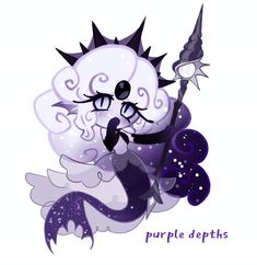 a drawing of a cartoon character holding a wand with the words purple dephs on it