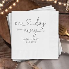 One Day Away Wedding Rehearsal Dinner Napkins Green Wedding Napkins, Calligraphy Simple, Emerald Green Wedding