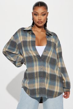 Available In Taupe/combo. Plaid Shirt Long Sleeve Button Down Collar Back Rhinestone Fringe Round Hem Oversized Fit Non Stretch Disclaimer: Plaid Placement May Vary Shell: 75% Polyester 25% Cotton Imported | Party In The Back Plaid Shirt in Taupe size 2X by Fashion Nova Rhinestone Fringe, Women Shirts Blouse, Shirt Long Sleeve, Button Down Collar, Matching Dresses, Ladies Party, Active Wear For Women, Plaid Shirt, Oversized Fits