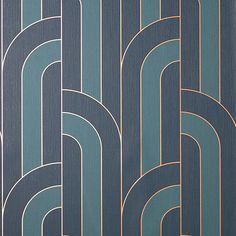 Sample Ezra Blue Arch Wallpaper Midcentury Modern Wallpaper, Why Wallpaper, Arch Wallpaper, Groove Pattern, Mid Century Modern Wallpaper, Minimalist Art Deco, Minimalist Phone, Deco Wallpaper, Wood Wall Shelf