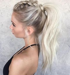 High Ponytail Braid, Blonde Ponytail, Cute Braided Hairstyles, Braided Ponytail Hairstyles, Peinados Fáciles Para Cabello Corto, Hair Ponytail Styles