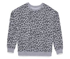 Whether you're working out or kicking back, this sweatshirt is a trusty choice. The gray leopard print offers a trendy twist on a classic, while a banded waist ensures a flattering fit. Grey Leopard Print, Kick Backs, Big Lots, Fleece Sweatshirt, The Gray, Layering Pieces, Working Out, True Colors, Leopard Print