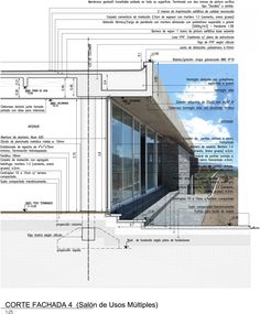 an architectural drawing of a house with windows and balconies on the outside wall