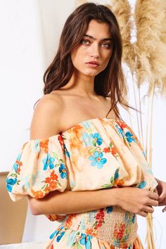 Short Puff Sleeve Off Shoulder Floral Crop Top Off shoulder Cropped design Short puff sleeves and covered elastic with gathers at neckline, cuffs, and hem Crop Top Off Shoulder, Romantic Sunset, Short Puff Sleeve, Off Shoulder Crop Top, Beauty Standards, Floral Crop Tops, Puff Sleeves, Puff Sleeve, Off Shoulder