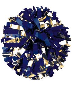 a blue and silver pom - pom on a white background