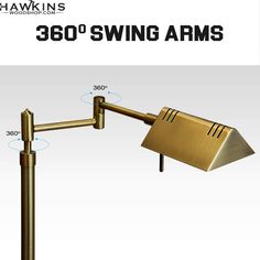 an image of a swing arm lamp with measurements for the light on top and below it