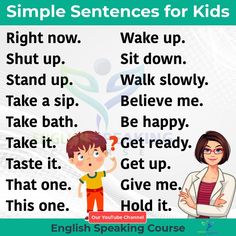 an english speaking poster with the words'simple sentences for kids '