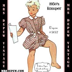 an advertisement for a women's romper sewing pattern from the 1950's