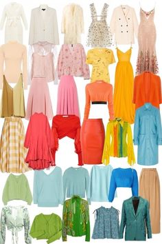 Spring Light Warm Outfit, True Spring Outfits Aesthetic, Light Spring Color Combinations, Bright Spring Soft Natural, Light Spring Color Palette Outfits Capsule Wardrobe, Light Spring Outfits Color Palettes, Spring Clear Palette