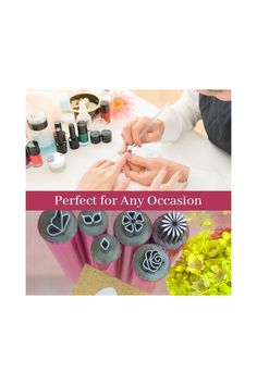 6PCS Nail Art Stamp Pen Set, Nail Art Pen Set, Nail Graffiti Nail Art Dotting Tools with Simple Design, Easy to Use, Nail Stamp Pen DIY Nail Art Tools for Girls and Women (Pink)