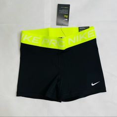 Brand New With Tags, Never Worn! No Stains Or Flaws. Women’s Nike Black Spandex With Wide Waist Band In The Color Florescent Green. Hard To Find ! Size: Medium Inseam 3” All Items Ship Same Day Or Next Day ! Ask Any Questions You May Have. Weekend Sales Will Ship Monday Nike Fitted Athletic Shorts With Go-dry, Nike Fitted Go-dry Shorts, Fitted Nike Athletic Shorts With Go-dry, Nike Elastane Training Bottoms, Nike Sporty Fitted Shorts, Nike Sportswear Elastane Bottoms, Nike Fitted Sports Bottoms, Nike Black Fitted Athletic Shorts, Fitted Nike Black Athletic Shorts