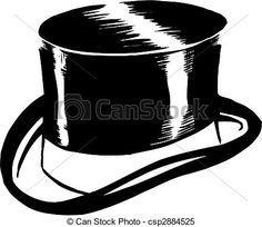 a black and white drawing of a top hat