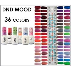 DND Mood Changing Gel 0.5 oz. Each / Set - 36 Colors Dnd Mood Changing Polish, Mood Nail Polish Gel, Mood Changing Nail Polish, Mood Changing Nails, Mood Nail Polish, Spa Prices, Gel Set, Manicure At Home, Art Trends