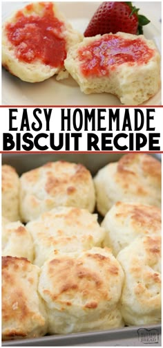 easy homemade biscuit recipe with strawberries on the side