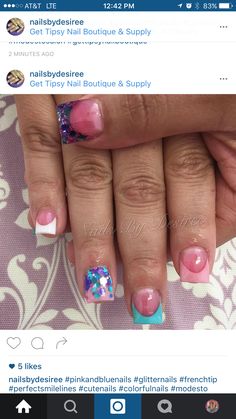 Short French Tip Acrylic Nails 2000s, Hot Pink French Tips With Flowers, French Tip Gel Nails, Elegant Touch Nails, Uñas Ideas, Flared Nails, Family Board, French Nail