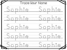 the trace your name worksheet for children to practice their handwriting and writing skills