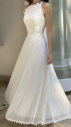 Crochet Wedding Dresses, Office Dresses For Women, Crochet Dress Pattern, Elegant Dresses Long, Crewneck Dress, Dresses By Length, Types Of Dresses, Sleeveless Maxi Dress, White Maxi Dresses