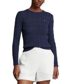 Polo Ralph Lauren Cotton Cable Knit Sweater Ralph Lauren Classic Cable Knit Sweater, Ralph Lauren Long Sleeve Cable Knit Sweater, Ralph Lauren Fitted Casual Sweater, Ralph Lauren Fitted Cable Knit Sweater, Fitted Ralph Lauren Cable Knit Sweater, Navy Cable Knit Crew Neck Top, Navy Fitted Sweater With Ribbed Cuffs, Fitted Navy Sweater With Ribbed Cuffs, Ralph Lauren Casual Cable Knit Sweater