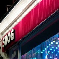 a store front with the word snog on it