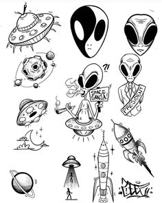 an image of alien tattoos on the back of a shirt