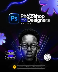 the poster for photoshop featuring a man with glasses