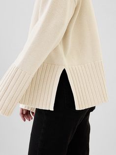 Soft cotton knit. Dropped shoulder, long sleeves with ribbed, banded cuffs. Ribbed crewneck. Slits at ribbed, banded hem. Select styles have allover stripes. #822066 Toddler Pants, Split Hem, Cotton Knit, Crewneck Sweater, Crew Neck Sweater, Drop Shoulder, Casual Pants, Cardigans, Gap