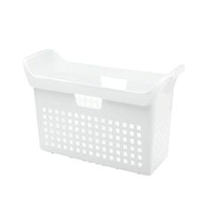 a white plastic basket on a white background