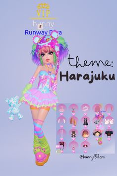 DTI outfit for harajuku theme. VIP items are the tutu dress and the strappy top Dti I Just Came From Outfit Ideas No Vip, Dti Decora Theme Outfit Non Vip, Colorful Theme Dti, Harajuku Fashion Dti, Colourful Dti Outfit, Dti Layering Outfit Non Vip, Di Crazy Day Theme, Di Happy Theme, Dti Theme Decora Outfit