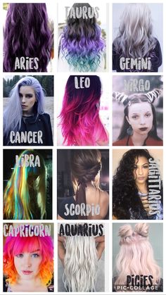 many different types of wigs are shown in this image, with the names below them