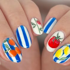 JMoneyNails on Instagram: "🍅🍊🍋 #nails #nailart #nyc #nycnails #handpainted #brooklyn #summer" Brooklyn Summer, Ladybug Nails, Nail Ink, Paw Print Art, Nail Piercing, Nail Drawing, Nail Art Techniques