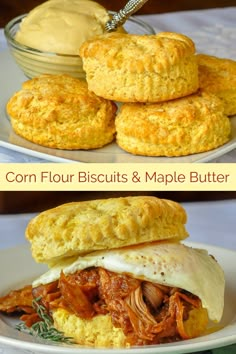 corn flour biscuits and maple butter are the perfect side dish for sandwiches or pastries