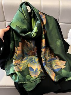 Flower Print See-Through Shawl & Scarf PURPLE-One_size Luxury Scarf, Beach Scarf, Fashion Flowers, Long Silk Scarf, Spring Scarves, Polyester Scarf, Luxury Scarves, Stil Elegant, Women Shawl