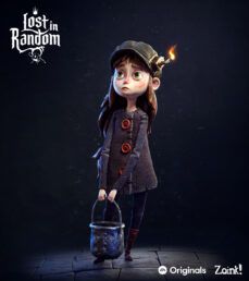 a cartoon character holding a bucket and looking at the camera with an evil look on her face