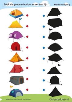 the educational game for children to learn how to find the right tents