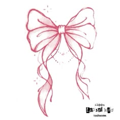 a drawing of a red bow on a white background