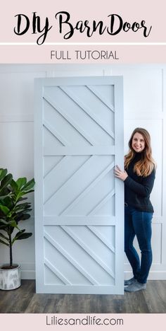 the diy barn door with text overlay