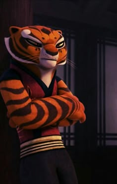 an animated tiger with his arms crossed