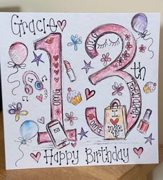 a happy birthday card with the number thirteen